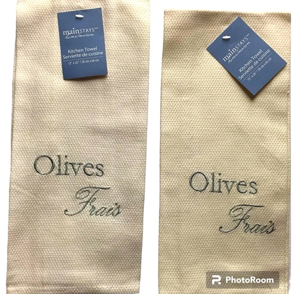 4~Olives Frais Kitchen Embroidered Towel 15" X 26" 100% Cotton